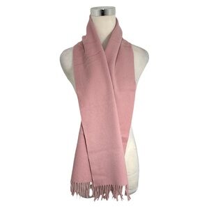 Sutton Studio Women’s 100% Cashmere Pink Scarf w/Fringe made in Germany 56”x 10”